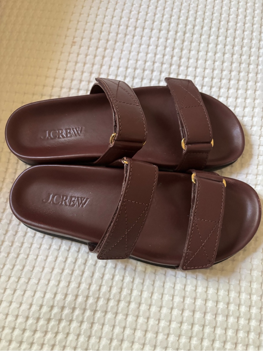 J.Crew Malbec Colbie Wide Strap Leather Sandals, Size 9 - Picture 2 of 9